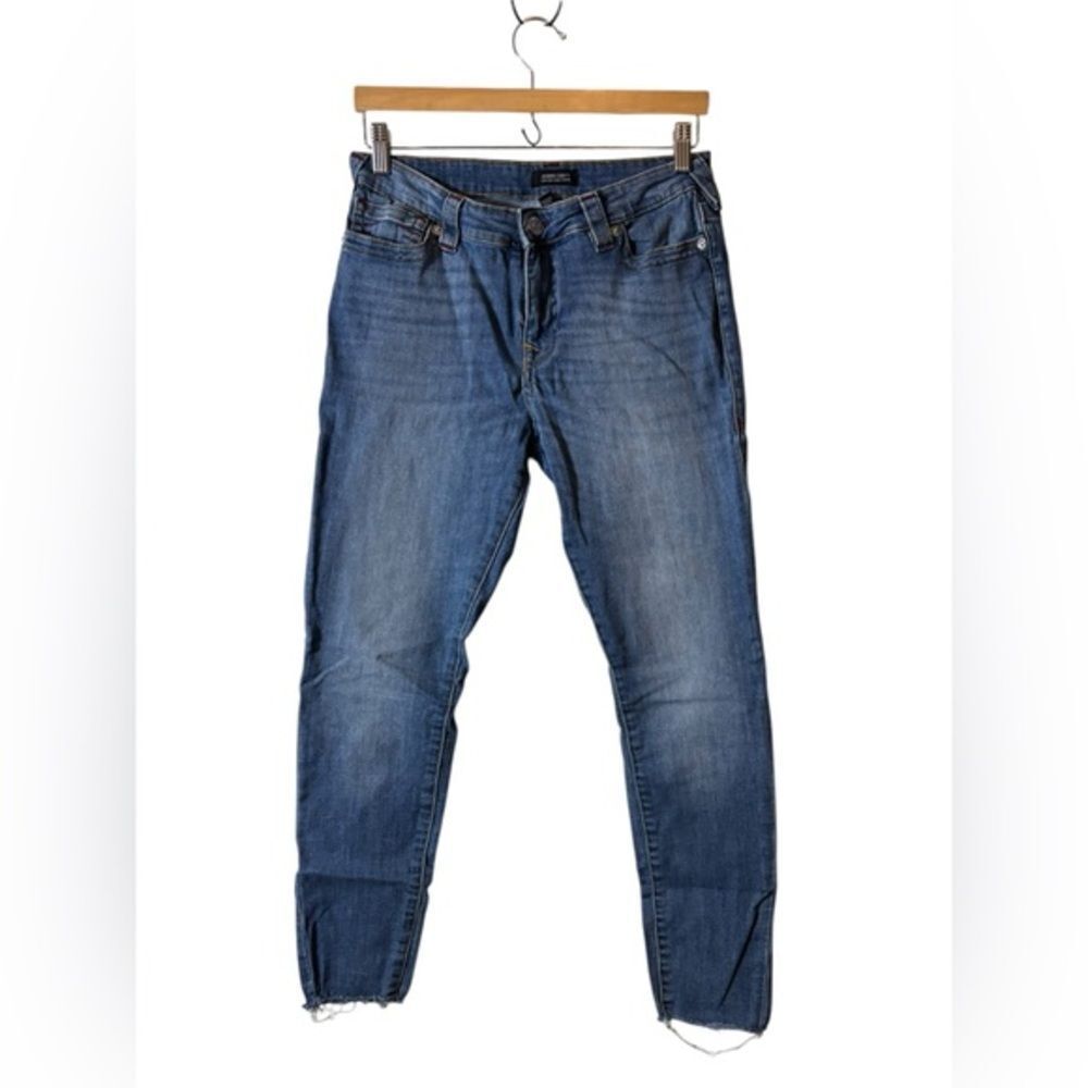 True Religion denim blue jeans jennie curvy mid rise super skinny 30